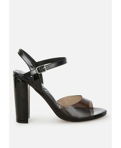hO fB[X V[Y T_ NAXgbv q[ London Rag Kessel Tinted Clear Strap Block Heel Sandals Black ubN