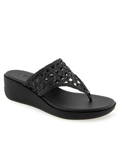 GA\[Y fB[X V[Y T_ Aerosoles Women's Ivie Round Toe Wedge Sandals Black Raffia ubN