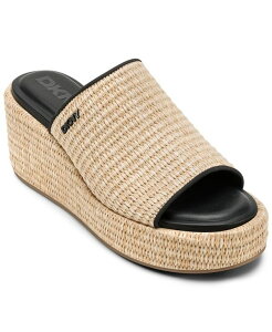 _i L j[[N fB[X V[Y T_ DKNY Women's Conrad Slip-On Wedge Sandals Natural Black ubN
