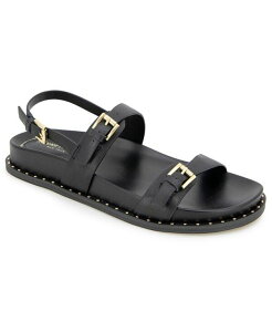 �P�l�X�R�[�� ���f�B�[�X �V���[�Y �T���_�� Kenneth Cole New York Women's Drinity Round Toe Flat Sandals Black Leather �u���b�N