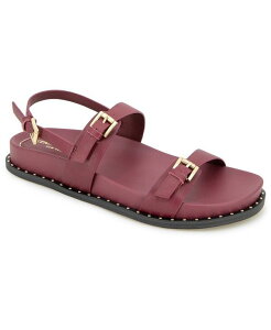 �P�l�X�R�[�� ���f�B�[�X �V���[�Y �T���_�� Kenneth Cole New York Women's Drinity Round Toe Flat Sandals Dark Red Leather ���b�h