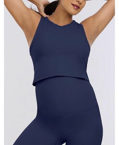 �}�U�[�t�b�h�}�^�j�e�B�[ ���f�B�[�X �g�b�v�X �V���c �N���[�l�b�N �N���b�v�h Women's Crew Neck Racerback Cropped Maternity Tank - Motherhood Maternity Navy blazer �l�C�r�[