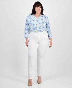 【送料無料】 ジョーンズニューヨーク レディース デニムパンツ ボトムス Plus Size Lexington Straight-Leg Jeans Soft White