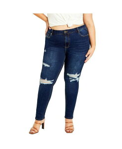 �V�e�B�[�V�b�N ���f�B�[�X �{�g���X �f�j���p���c �v���X�T�C�Y CITY CHIC Plus Size Asha Jojo Distressed Detail Crop Jean Dark denim �f�j��