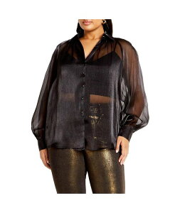 �V�e�B�[�V�b�N ���f�B�[�X �g�b�v�X �V���c �v���X�T�C�Y CITY CHIC Plus Size Iliana Shirt Black �u���b�N