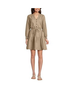 �����Y�G���h ���f�B�[�X �g�b�v�X �����s�[�X �~�j �R�b�g�� Lands' End Women's Long Sleeve Cotton Poplin Mini Popover Dress Desert tan �^��