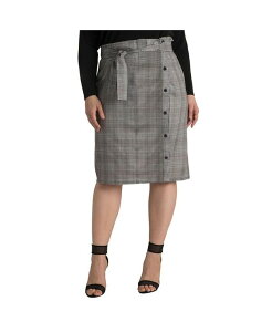 �X�^���_�[�Y �A���h �v���N�e�B�X ���f�B�[�X �{�g���X �X�J�[�g �v���X�T�C�Y Standards & Practices Plus Size Glen Plaid Suiting Button Front Paper Bag Waist Belted Skirt Grey plaid �O���[