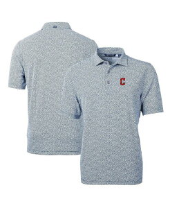 Jb^[AhobN Y gbvX |Vc vg Cutter & Buck Men's Navy Cleveland Guardians Virtue Eco Pique Botanical Print Polo Navy lCr[