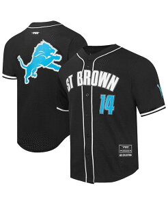 �v���X�^���_�[�h �����Y �g�b�v�X �V���c ���b�V�� Pro Standard Men's Amon-Ra St. Brown Black Detroit Lions Player Name Number Mesh Button-Up Baseball Shirt Black �u���b�N