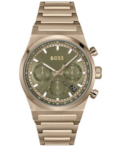 【送料無料】 ヒューゴボス メンズ 腕時計 アクセサリー Men's Candor Quartz Chronograph Ionic Plated Beige Gold-Tone Stainless-Steel Watch 41mm Gold-tone