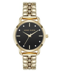ANC fB[X ANZT[ rv Anne Klein Women's Quartz Signature Black and Gold-Tone Metal Alloy Watch 30mm Black Gold-Tone ubN