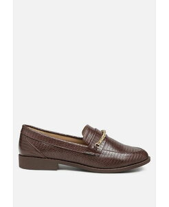 �����h�����O ���f�B�[�X �V���[�Y �X���b�|���E���[�t�@�[ ���[�t�@�[ London Rag vouse low block loafers adorned with golden chain Brown �u���E��