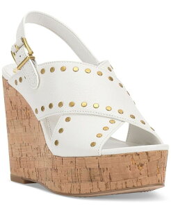 【送料無料】 ヴィンスカムート レディース サンダル シューズ Women's Ellna Studded Platform Wedge Sandals Bianco White