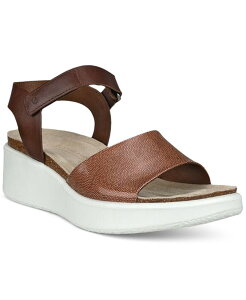 GR[ fB[X V[Y T_ Ecco Women's Flowt Wedge Cork Sandals Cashmere Cocoa Brown uE