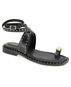 �P�l�X�R�[�� ���f�B�[�X �V���[�Y �T���_�� Kenneth Cole New York Women's Ravenn Square Toe Flat Sandals Black �u���b�N