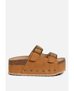 �����h�����O ���f�B�[�X �V���[�Y �p���v�X ���U�[ �t�F�C�N���U�[ London Rag Impala Studded Faux Leather Slip Ons Tan �^��