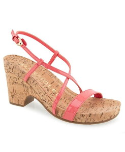 �G�A���\�[���Y ���f�B�[�X �V���[�Y �T���_�� Aerosoles Women's Miles Round Toe Wedge Sandals Coral Patent Faux Leather/Cork �R�[����