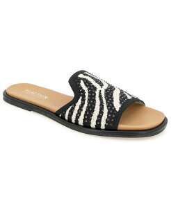 yz PlXR[ fB[X T_ V[Y Women's Warmth Slide Flat Sandals Zebra Knit