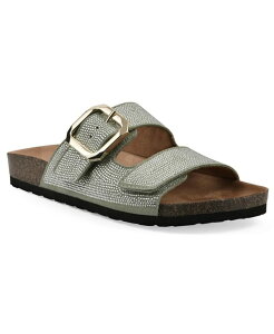 �z���C�g�}�E���e�� ���f�B�[�X �V���[�Y �T���_�� White Mountain Women's Granitas Round Toe Flat Sandals Sage Green Suede �O���[��