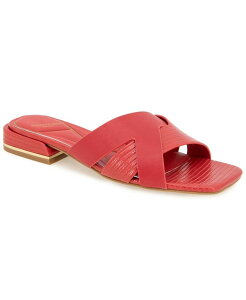 �P�l�X�R�[�� ���f�B�[�X �V���[�Y �T���_�� Kenneth Cole New York Women's Issa Square Toe Flat Sandals Red Lizard ���b�h