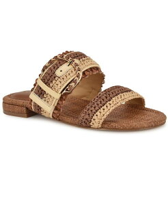 iCEFXg fB[X V[Y T_ Nine West Women's Sameey Woven Slip-On Flat Sandals Brown/Natural uE