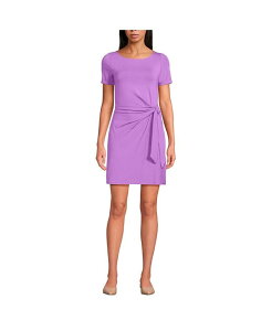 �����Y�G���h ���f�B�[�X �g�b�v�X �����s�[�X �~�j�����s�[�X �~�j �R�b�g�� Lands' End Women's Short Sleeve Cotton Modal Wrap Mini Dress Soft orchid
