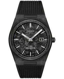 eB\bg Y ANZT[ rv Tissot Men's Swiss Automatic PRX Powermatic 80 Black Rubber Strap Watch 40mm Black ubN