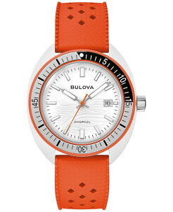 uo Y ANZT[ rv Bulova Men's Snorkel Orange HNBR Rubber Strap Watch 41mm Orange IW
