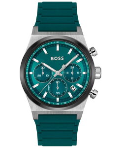 q[S{X Y ANZT[ rv Hugo Boss Men's Candor Quartz Chronograph Green Silicone Watch 41mm Green O[