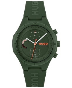 q[S{X Y ANZT[ rv Hugo Boss Men's Lit Multi Quartz Multifunction Green Silicone Watch 44mm Black ubN