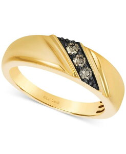 yz  @ Y O ANZT[ ChocolatierR Men's Chocolate Diamond Three Stone Diagonal Band (1/5 ct. t.w.) in 14k Gold Yellow Gold