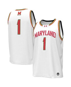 A_[A[}[ Y gbvX Vc W[W[ Under Armour Men's 1 White Maryland Terrapins Replica Basketball Jersey White zCg