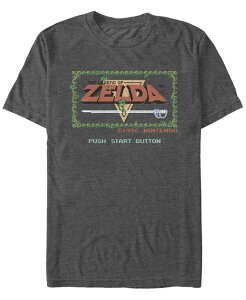 �t�B�t�X�T�� �����Y �g�b�v�X T�V���c Fifth Sun Nintendo Men's Legend of Zelda Push Start Button Short Sleeve T-Shirt Charcoal H �`���R�[��