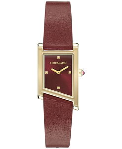 tFK fB[X ANZT[ rv U[ Ferragamo Women's Swiss Asymetrique Burgundy Leather Strap Watch 22x36mm Gold S[h