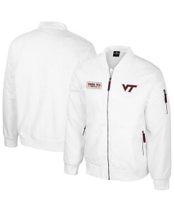 RVA Y AE^[ WPbgEu] WPbg Colosseum Men's Virginia Tech Hokies White Rabbit Full-Zip Bomber Jacket White zCg