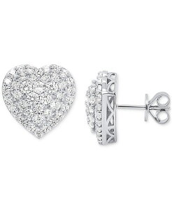 yz tH[Go[ OE _CY fB[X sAXECO ANZT[ Lab Grown Diamond Heart Cluster Stud Earrings (2 ct. t.w.) in Sterling Silver or 14k Gold-Plated Sterling Silver Sterling S