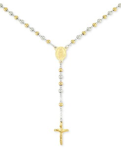yz V AC X~X fB[X lbNXE`[J[Ey_ggbv ANZT[ Beaded Cross 24" Lariat Necklace in Stainless Steel & Yellow Ion-Plate Two-Tone