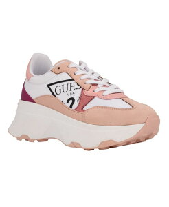 QX fB[X V[Y Xj[J[ vbgtH[ GUESS Women's Calebb Chunky Platform Fashion Sneakers Pink/White zCg