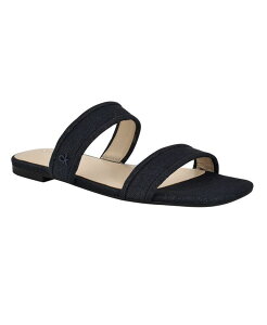 JoNC fB[X V[Y T_ Calvin Klein Women's Felisa Double Band Slip-On Flat Sandals Dark Blue Denim fj