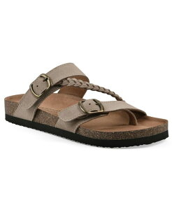 �z���C�g�}�E���e�� ���f�B�[�X �V���[�Y �T���_�� White Mountain Women's Hammy Round Toe Flat Sandals Sandal Wood Suede