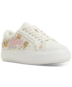 �A���h ���f�B�[�X �V���[�Y �X�j�[�J�[ ���[�X ALDO Women's Beachvibes Embellished Lace-Up Sneakers Ivory Denim �A�C�{���[