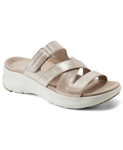 bN|[g fB[X V[Y T_ Rockport Women's Qwyn Slip-On Strappy Casual Wedge Sandals Silver Leather Vo[