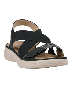 �W�[�V�[�V���[�Y ���f�B�[�X �V���[�Y �T���_�� GC Shoes Women's Ariel Elastic Comfort Flat Sandals Black �u���b�N