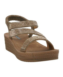 �W�[�V�[�V���[�Y ���f�B�[�X �V���[�Y �T���_�� GC Shoes Women's Ruby Embellished Cross Strap Wedge Sandals Bronze ���r�[