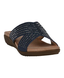 �W�[�V�[�V���[�Y ���f�B�[�X �V���[�Y �T���_�� GC Shoes Women's Sharlene Embellished Cross-Strap Flat Sandals Navy �l�C�r�[