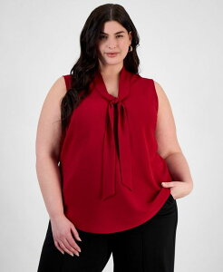 �J�X�p�[�� ���f�B�[�X �g�b�v�X �V���c �v���X�T�C�Y Kasper Plus Size Bow Top Fire Red ���b�h