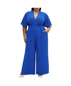 VeB[VbN fB[X gbvX WvX[c vXTCY CITY CHIC Plus Size Braelynn Jumpsuit Cerulean