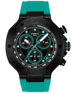 eB\bg Y ANZT[ rv Tissot Men's Swiss Chronograph T-Race Green Silicone Strap Watch 45mm Silicone Light Green O[