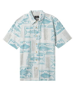 �N�C�b�N�V���o�[ �E�H�[�^�[ �}�� �����Y �g�b�v�X �V���c Quiksilver Waterman Quiksilver Men's Block Fish Woven Shirt White �z���C�g