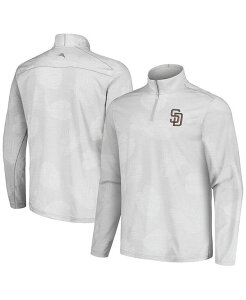 �g�b�~�[�o�n�} �����Y �A�E�^�[ �W���P�b�g�E�u���]�� �W���P�b�g Tommy Bahama Men's Gray San Diego Padres Delray Frond IslandZone Half-Zip Jacket Gray �O���[